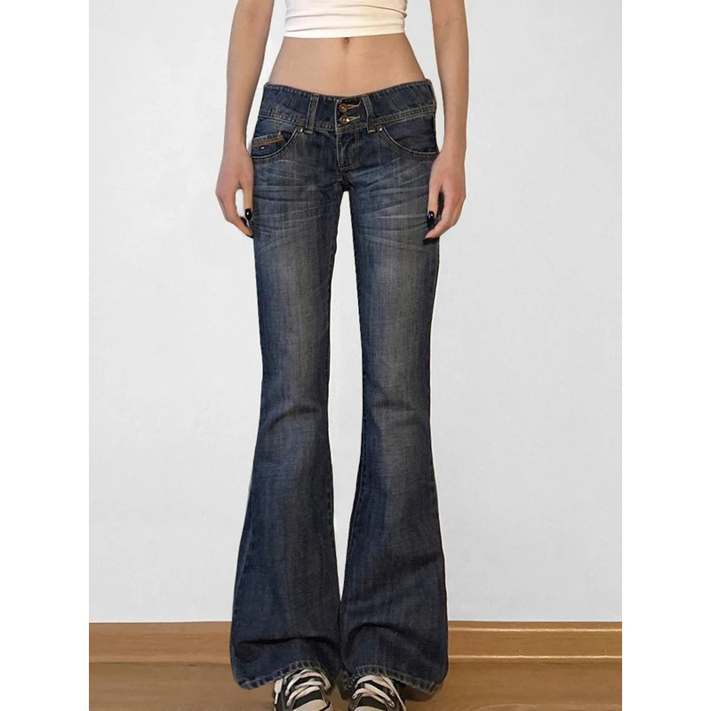 Mom Jean High Rise - Weekeep Vintage y2k Flared Jeans Retro