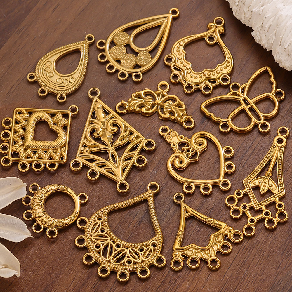 Vintage Fashion Necklace - 5pcs Stainless Steel Earring Connector Charms