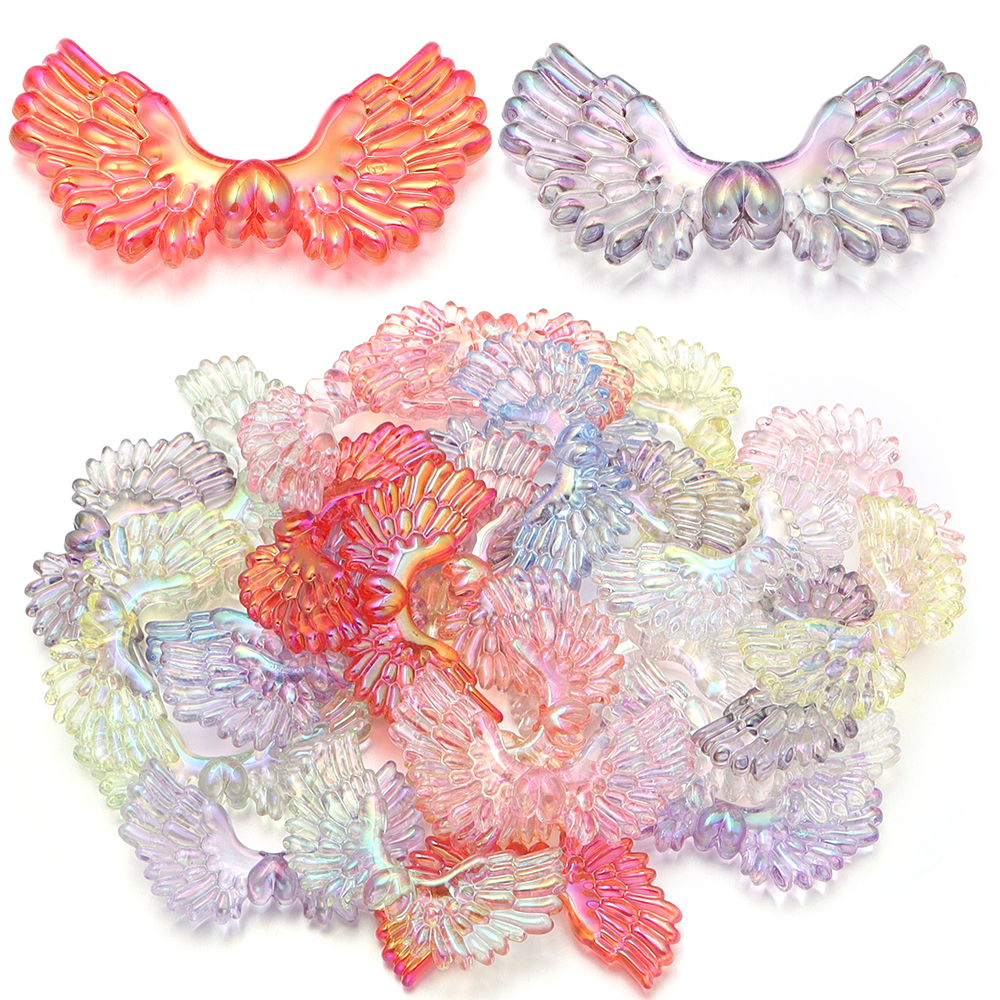 Vintage Fashion Necklace - 5pcs/lot AB Color Angel Wings Acrylic