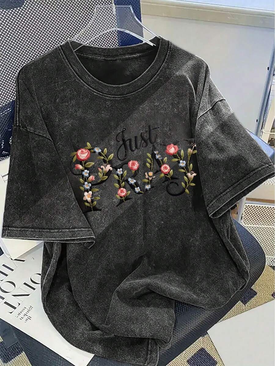 Printed Floral Shirt - Unisex Cotton Short Sleeve T-Shirt With