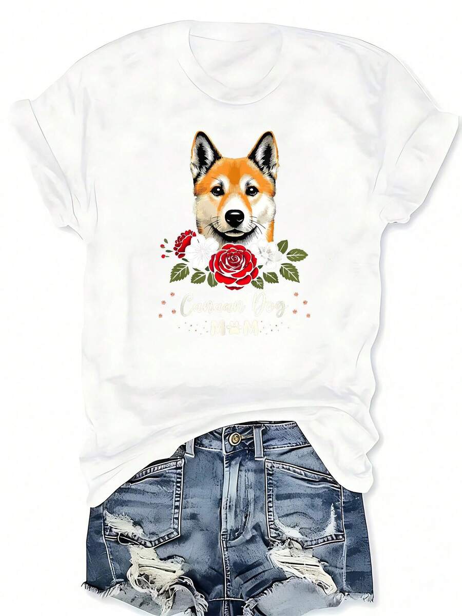 Canaan Dog Rose Floral Graphic - Printed Floral Shirt recensione e prezzo
