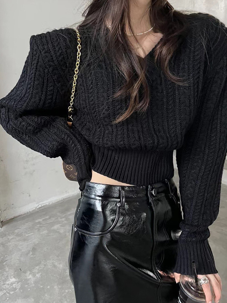 V Neck Short Sweater Women Kor - Vintage Fashion Old Money recensione e prezzo