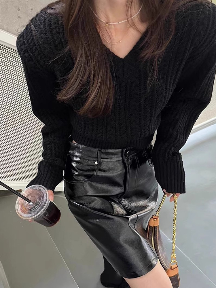 V Neck Short Sweater Women Kor - Vintage Fashion Old Money recensione e prezzo