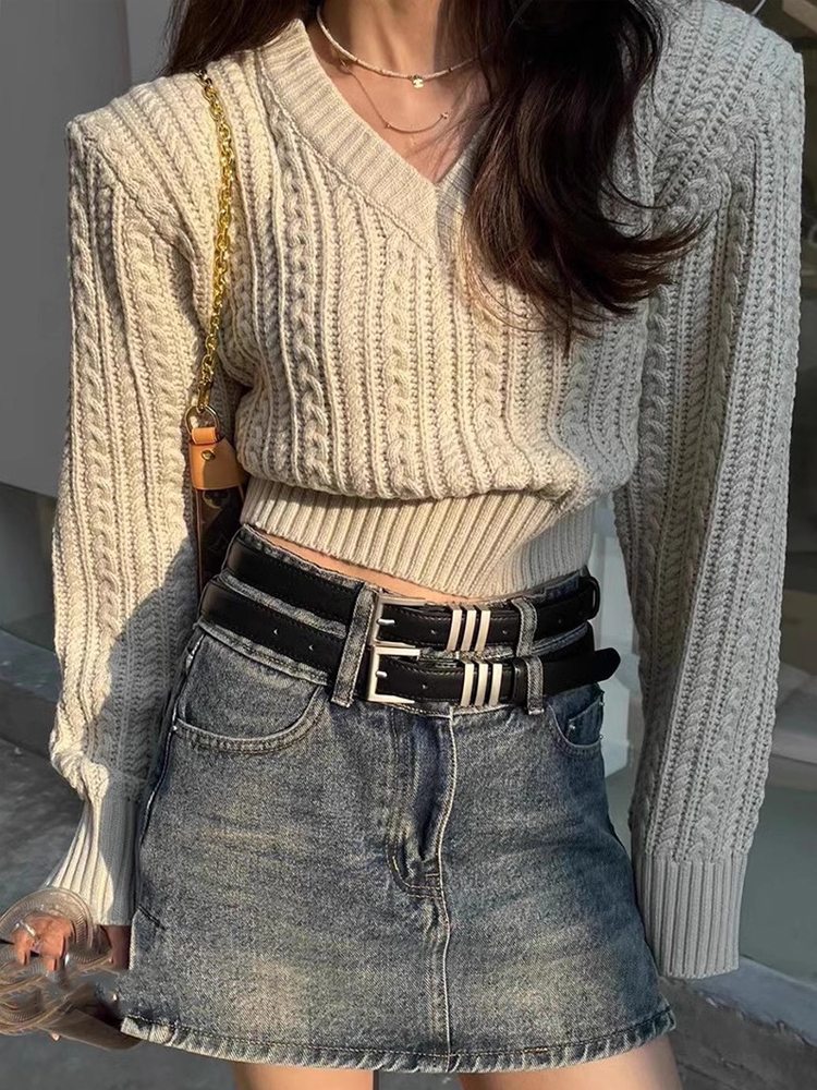 V Neck Short Sweater Women Kor - Vintage Fashion Old Money recensione e prezzo