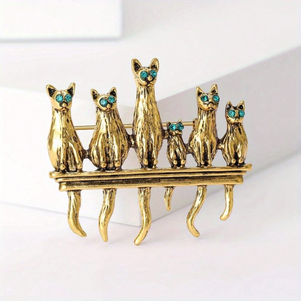 Vintage Gold-Tone Cat Family B - Vintage Fashion Enthusiasts recensione e prezzo