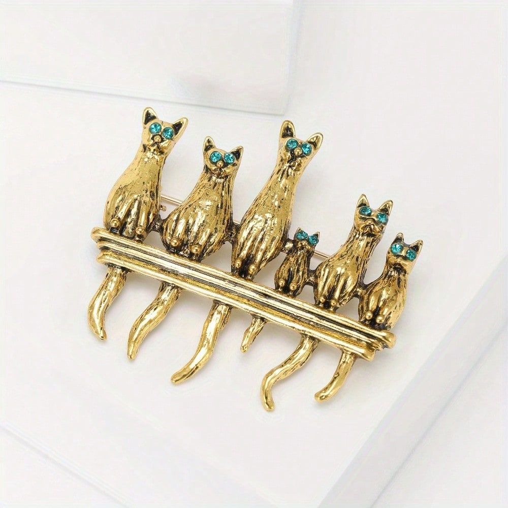 Vintage Gold-Tone Cat Family B - Vintage Fashion Enthusiasts recensione e prezzo