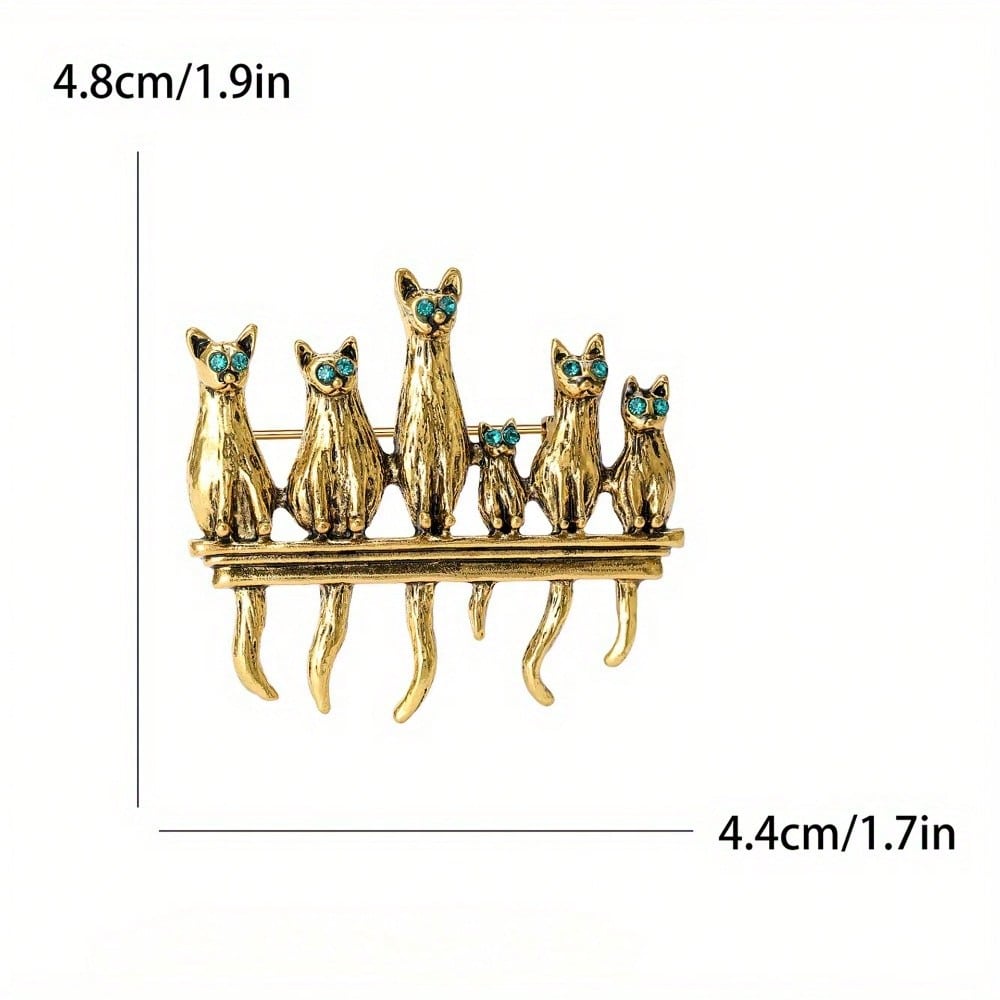 Vintage Gold-Tone Cat Family B - Vintage Fashion Enthusiasts recensione e prezzo
