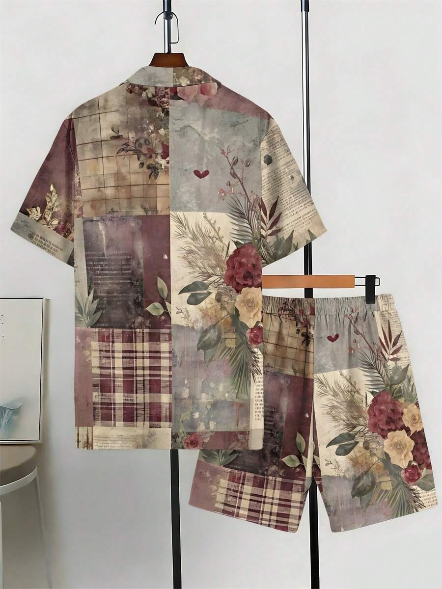 Mens Cuban Collar Shirt And Sh - Printed Floral Shirt recensione e prezzo