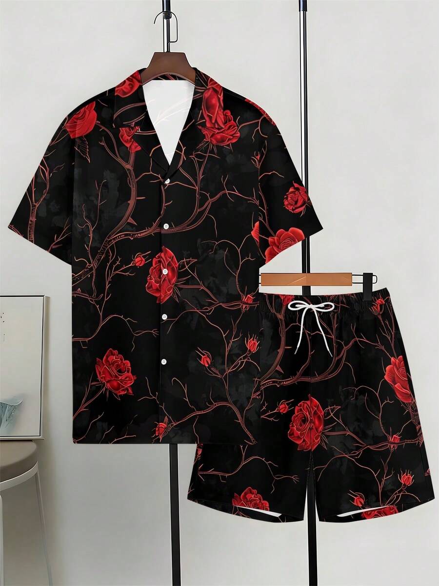 Mens Cuban Collar Shirt And Sh - Printed Floral Shirt recensione e prezzo