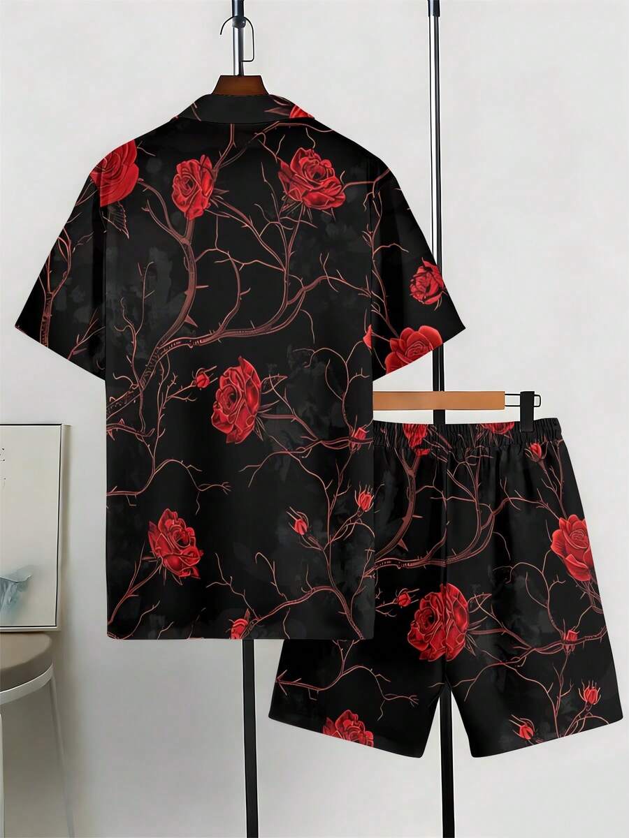 Mens Cuban Collar Shirt And Sh - Printed Floral Shirt recensione e prezzo