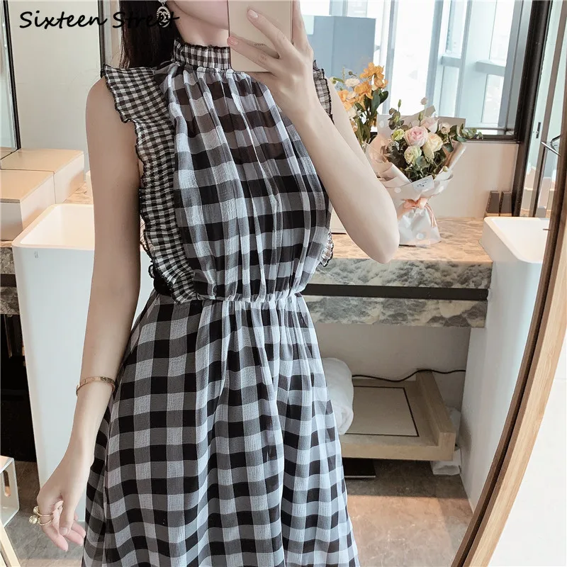 Plaid Sleeveless Dress for Wom - Vintage Fashion Runway recensione e prezzo