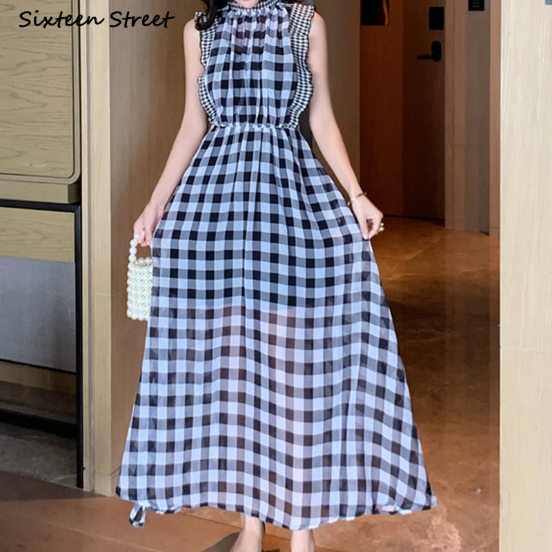 Plaid Sleeveless Dress for Wom - Vintage Fashion Runway recensione e prezzo