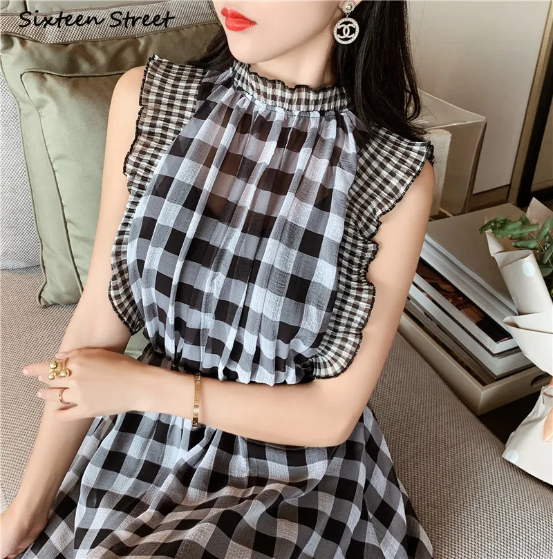 Plaid Sleeveless Dress for Wom - Vintage Fashion Runway recensione e prezzo