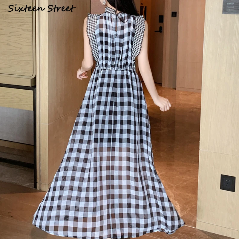 Plaid Sleeveless Dress for Wom - Vintage Fashion Runway recensione e prezzo