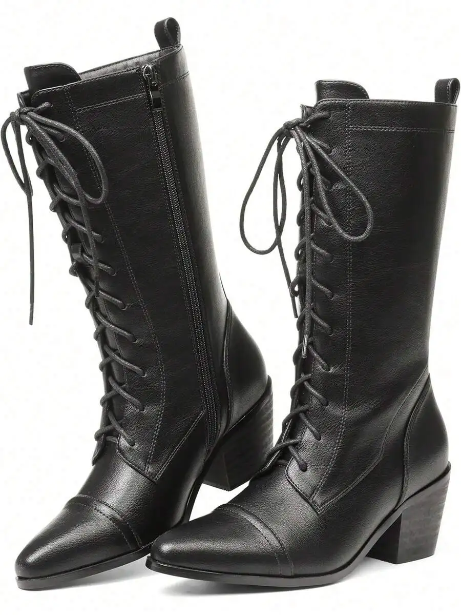 Womens Black Leather Mid Calf  - Vintage Zipper recensione e prezzo