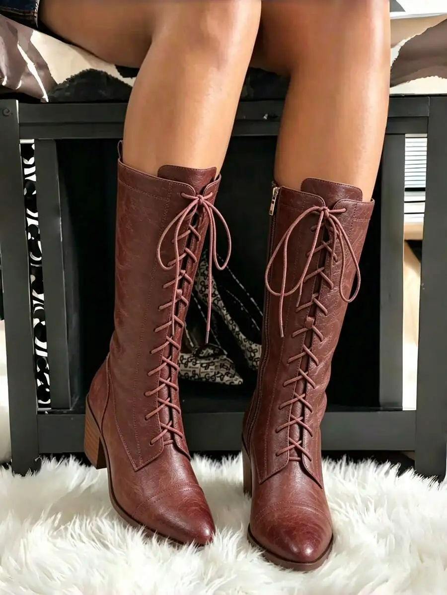 Womens Black Leather Mid Calf  - Vintage Zipper recensione e prezzo