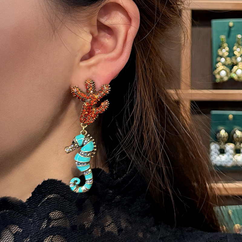 Vintage Blue Seahorse Drop Ear - Vintage Fashion Trends 2025 recensione e prezzo
