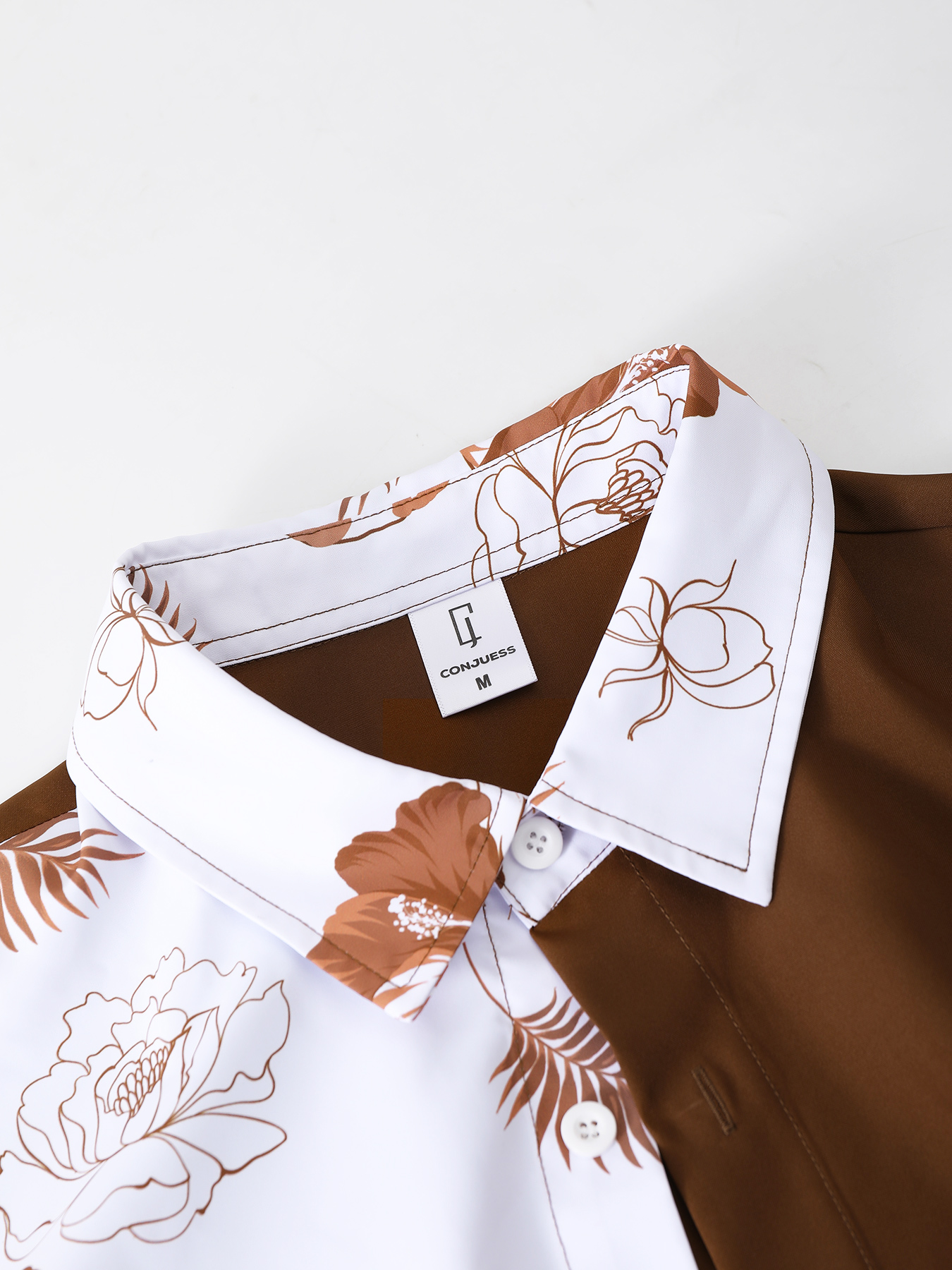 Men's Brown & White Color Bloc - Printed Floral Shirt recensione e prezzo