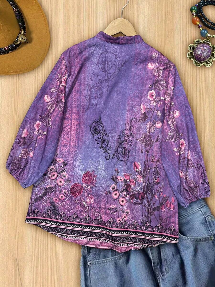 Women Vintage Floral Print Thr - Printed Floral Shirt recensione e prezzo