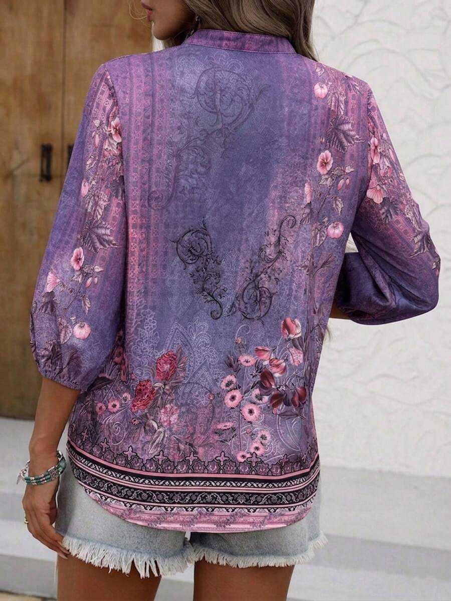 Women Vintage Floral Print Thr - Printed Floral Shirt recensione e prezzo