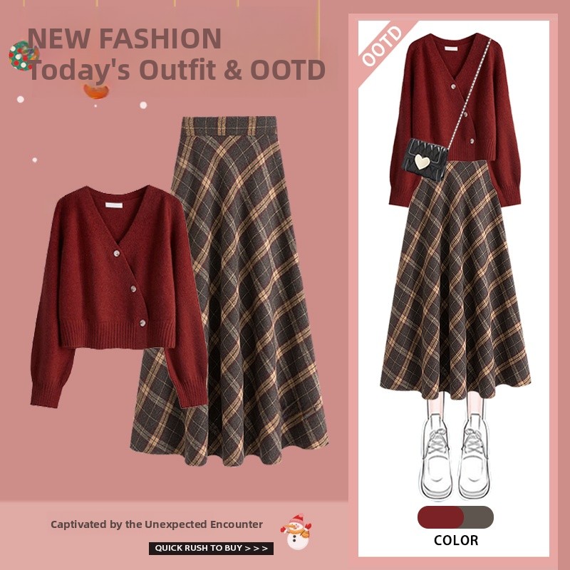 Red High Waist  Plaid Skirt wi - Vintage Fashion Years recensione e prezzo