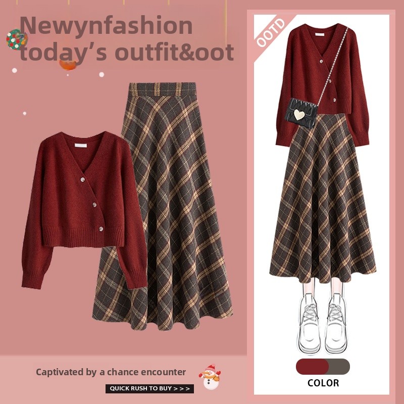 Red High Waist  Plaid Skirt wi - Vintage Fashion Years recensione e prezzo
