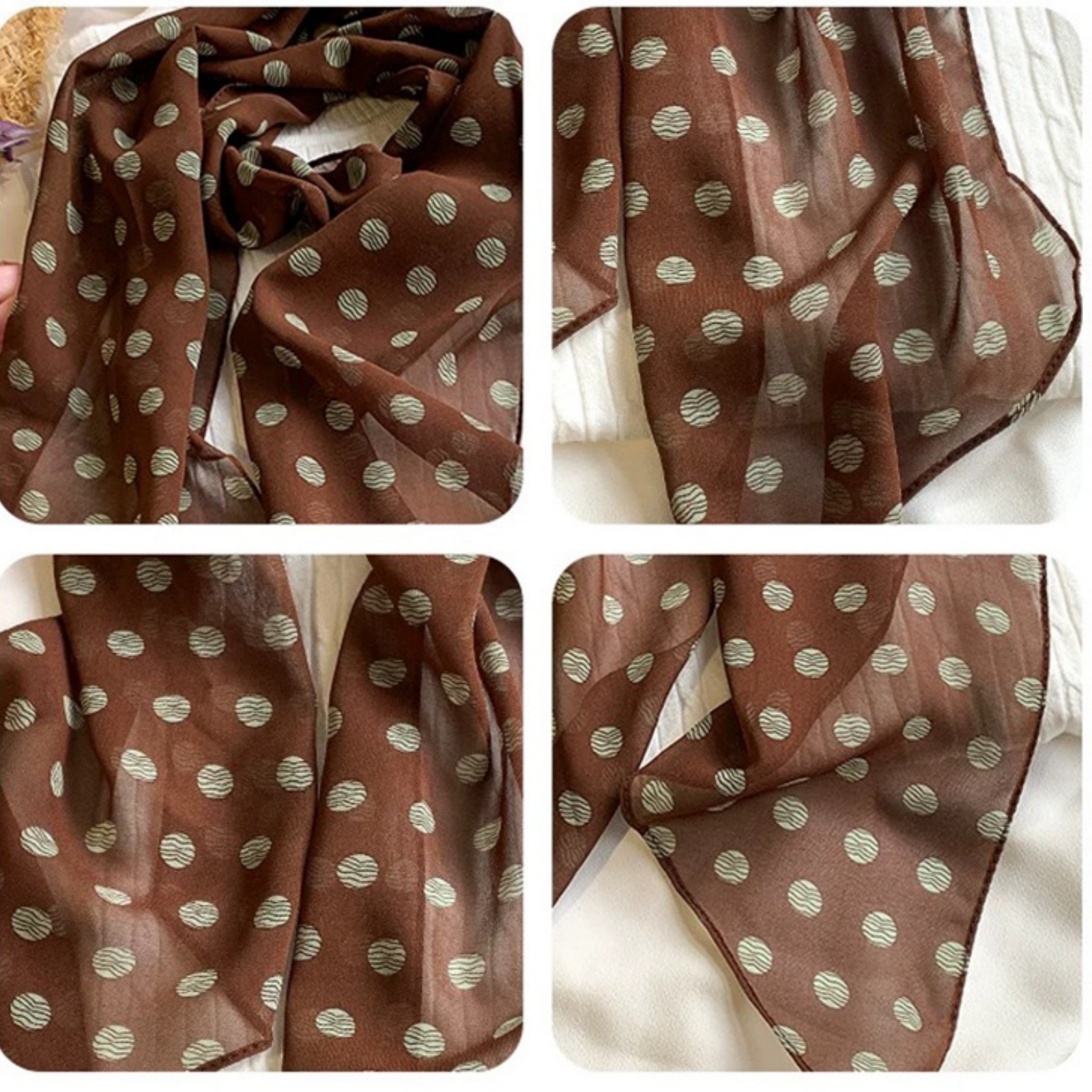 Vintage Polka Dot Chiffon Scar - Vintage Fashion Ai recensione e prezzo