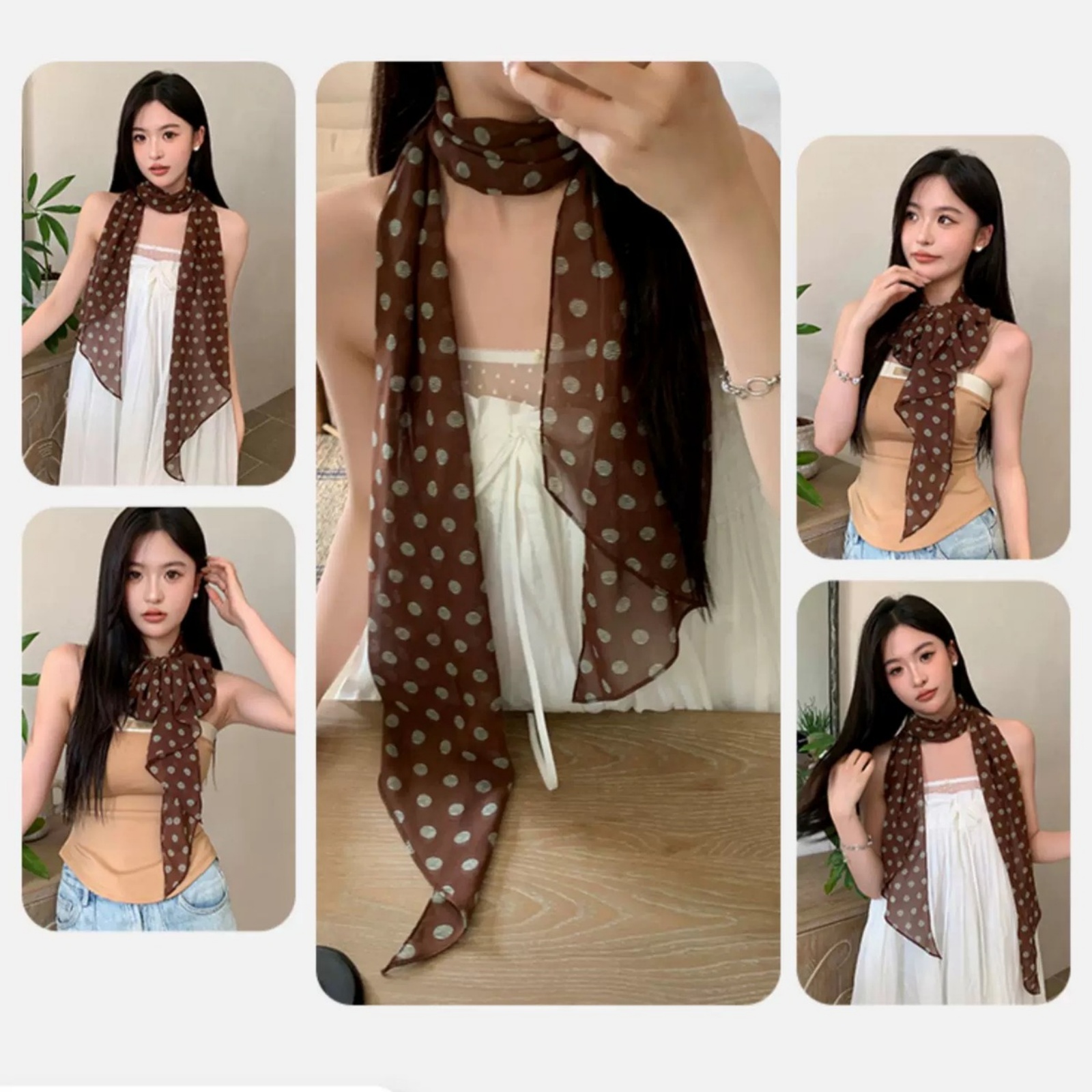 Vintage Polka Dot Chiffon Scar - Vintage Fashion Ai recensione e prezzo