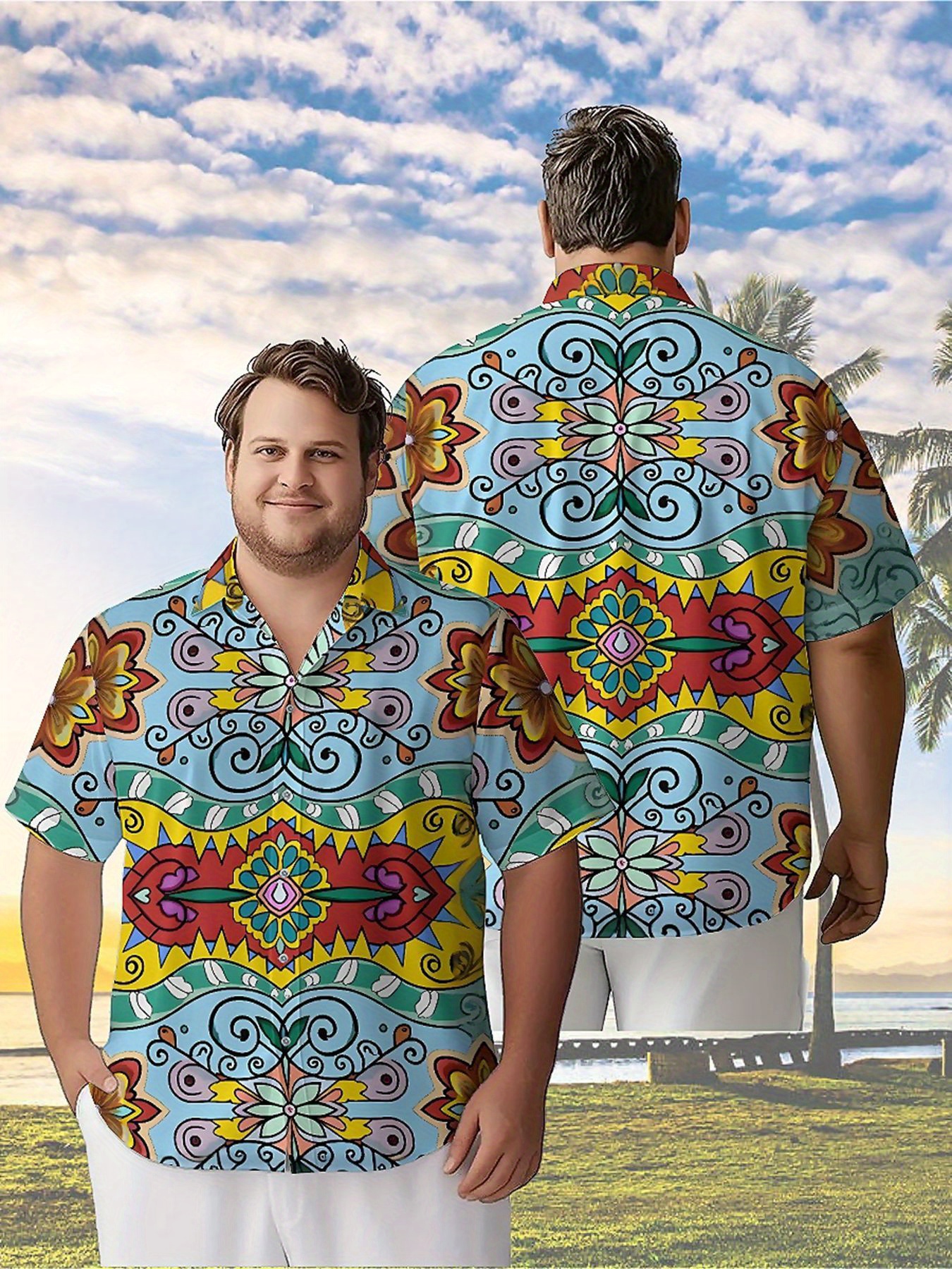 Men's Plus Size Hawaiian Shirt - Printed Floral Shirt recensione e prezzo