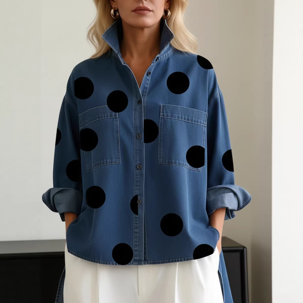 Printed Faux Denim Shirt Stand - Printed Floral Shirt recensione e prezzo
