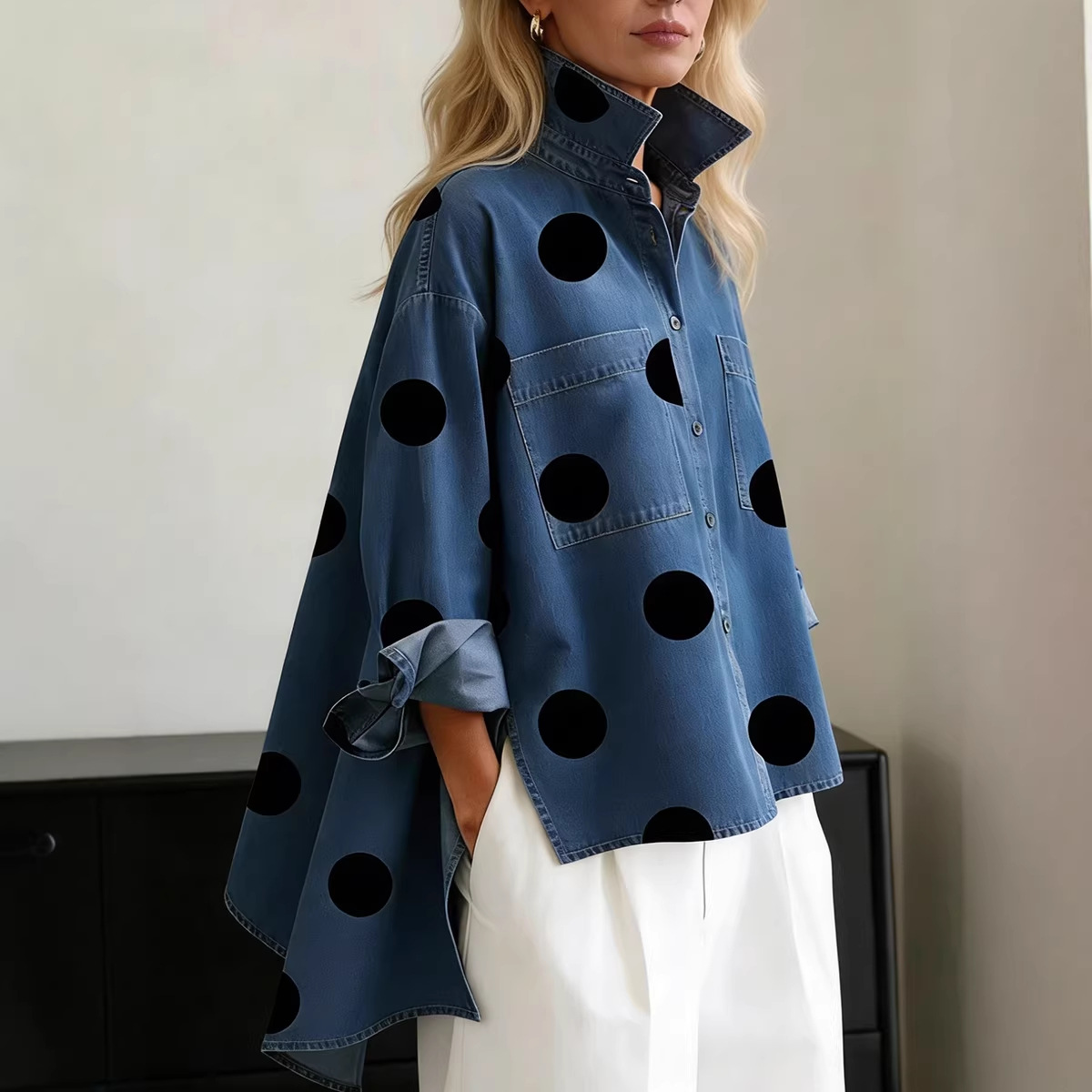 Printed Faux Denim Shirt Stand - Printed Floral Shirt recensione e prezzo