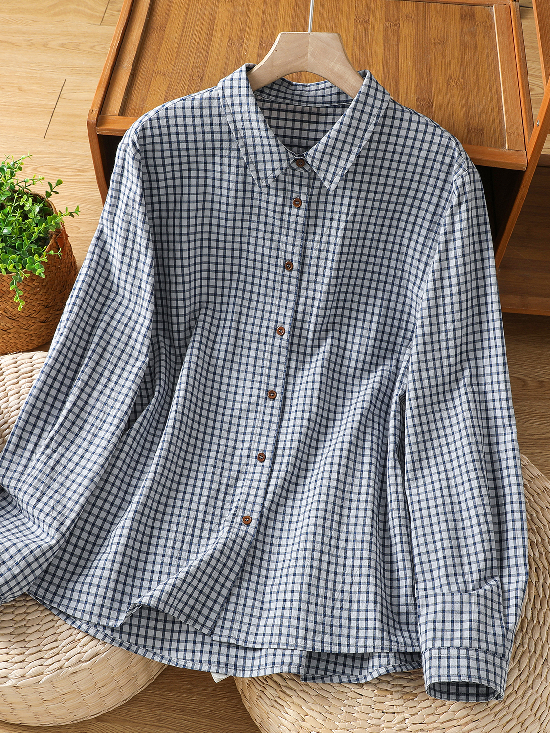 High-End Blue White Plaid Long - Vintage Fashion Years recensione e prezzo
