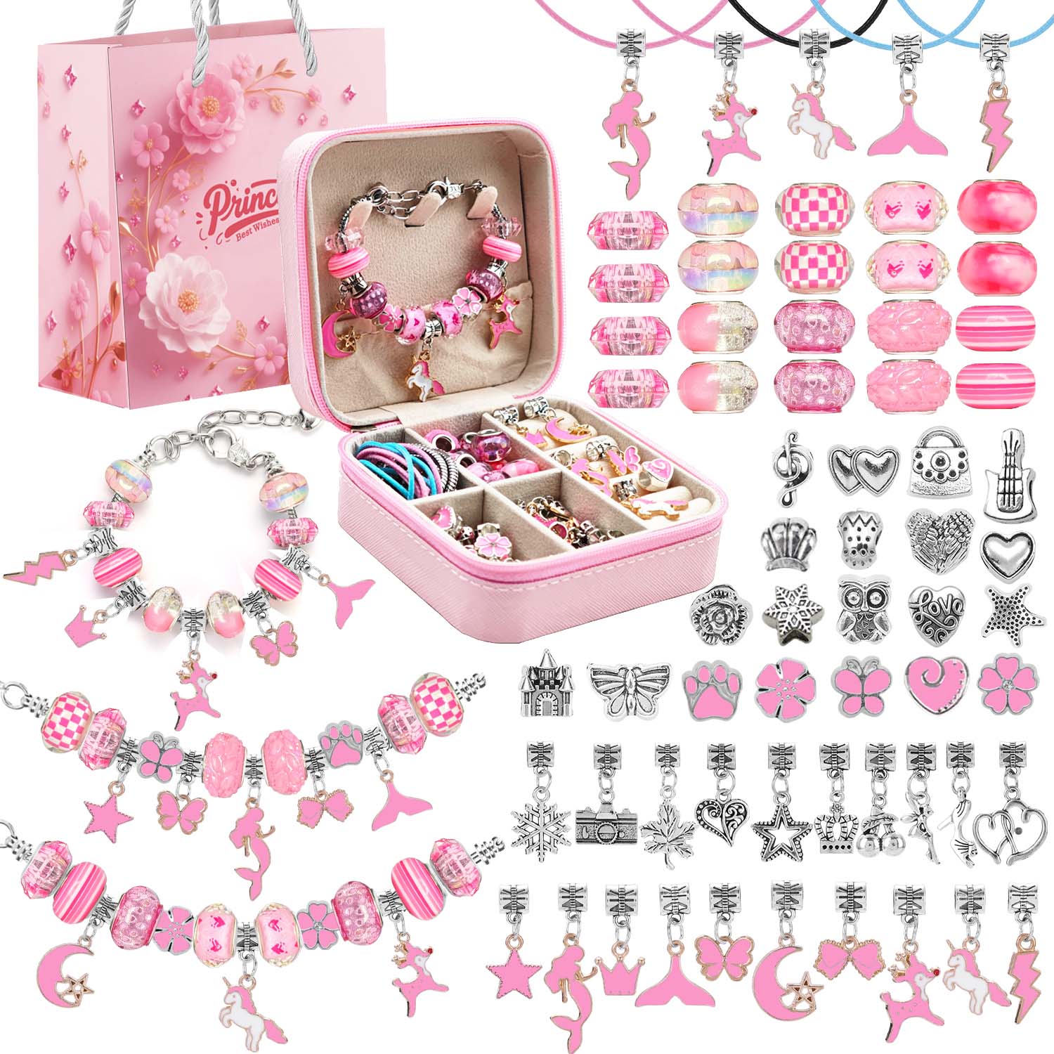 68pcs pink beaded jewelry set, - Vintage Fashion Necklace recensione e prezzo
