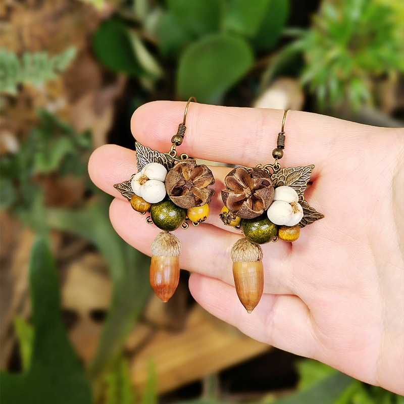Vintage Wooden Plant Earring U - Vintage Fashion Wholesale recensione e prezzo