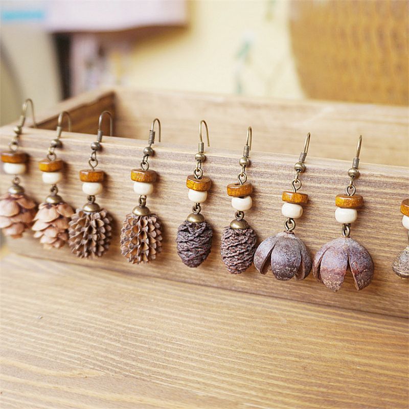 Vintage Wooden Plant Earring U - Vintage Fashion Wholesale recensione e prezzo