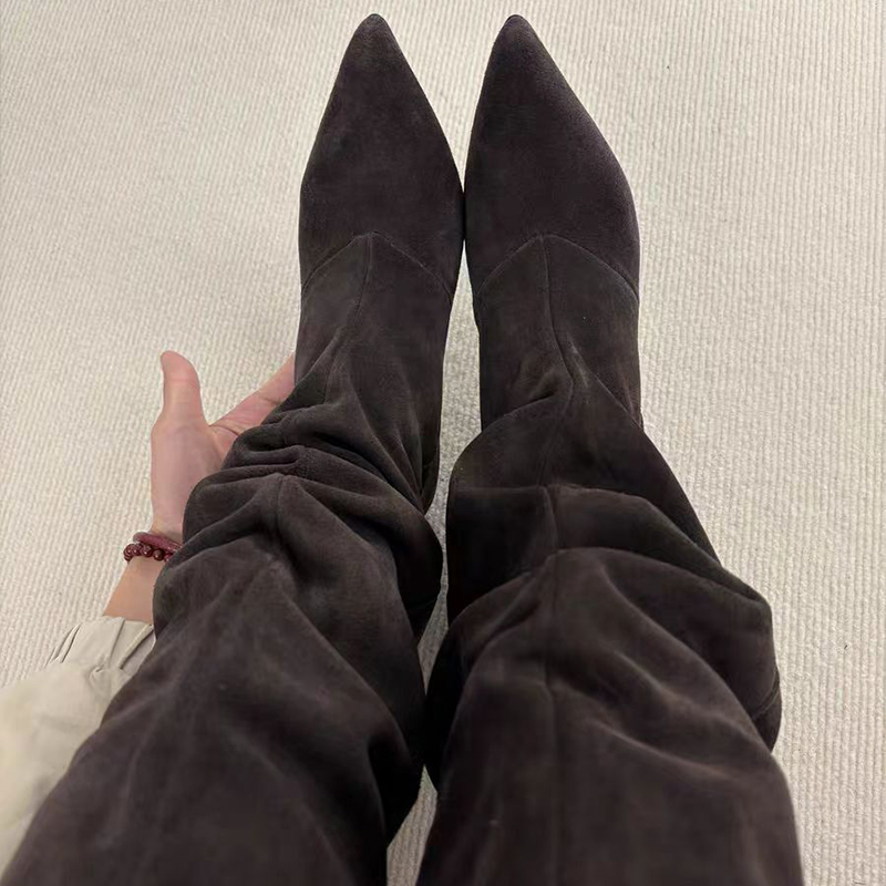 Suede Slouch Knee High Boots W - Vintage Fashion And Design recensione e prezzo