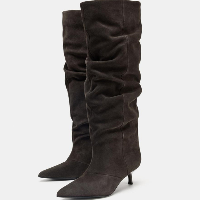 Suede Slouch Knee High Boots W - Vintage Fashion And Design recensione e prezzo